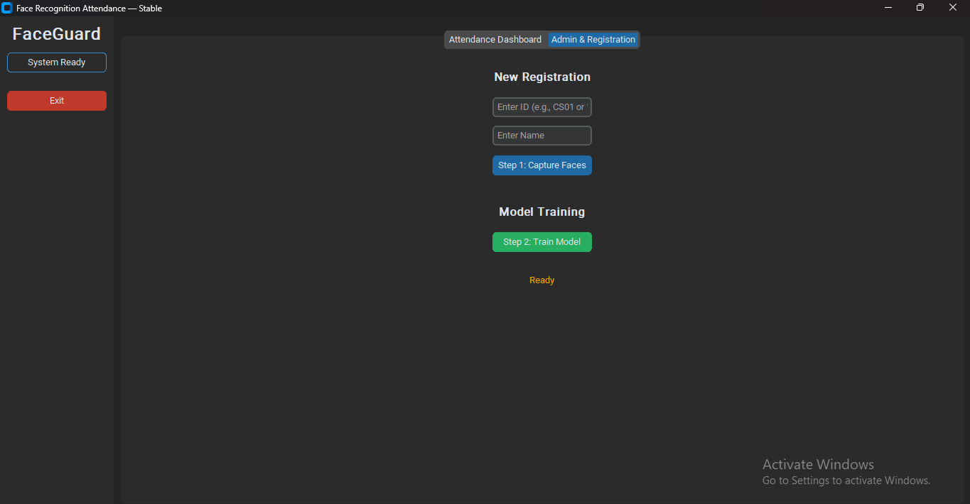 Face registration & monthly reports view