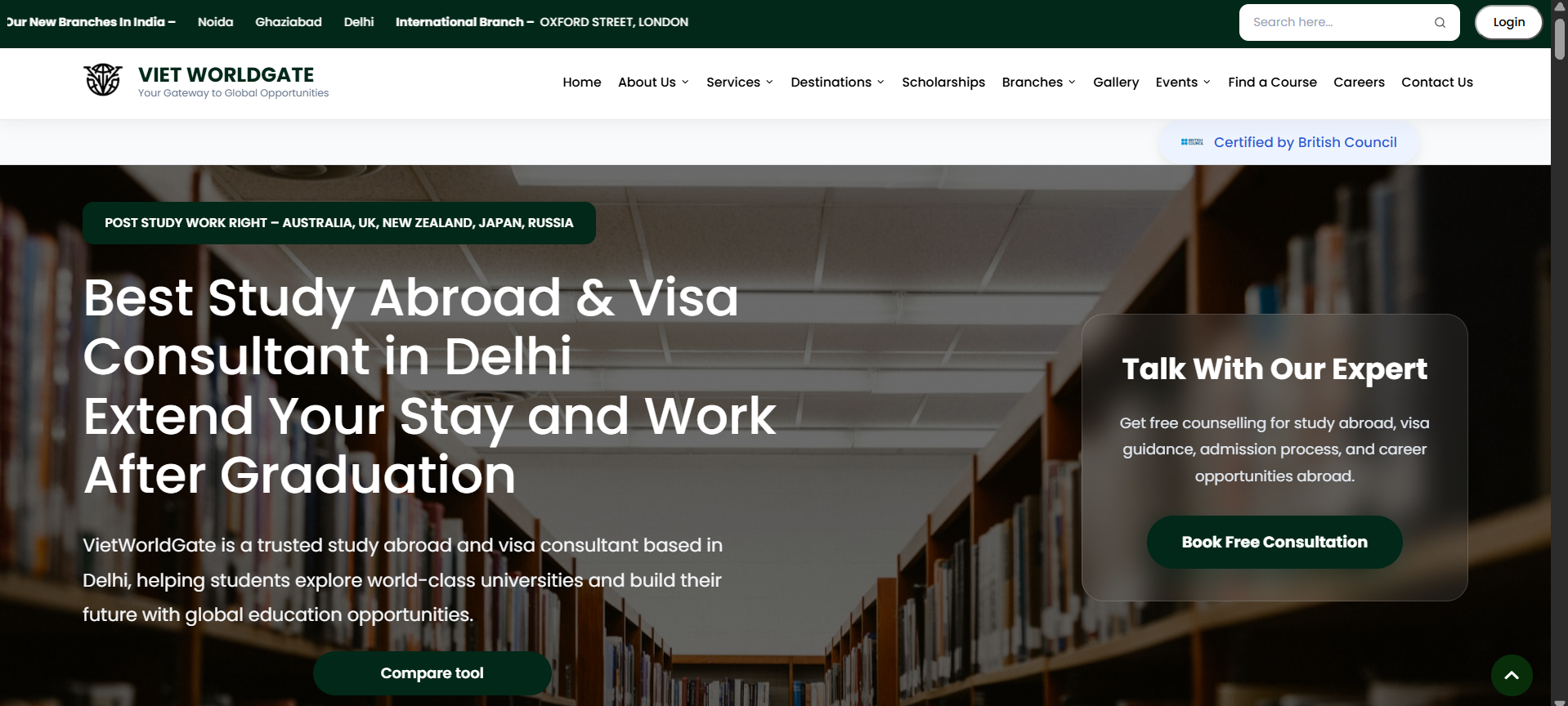 Viet World Gate study abroad homepage